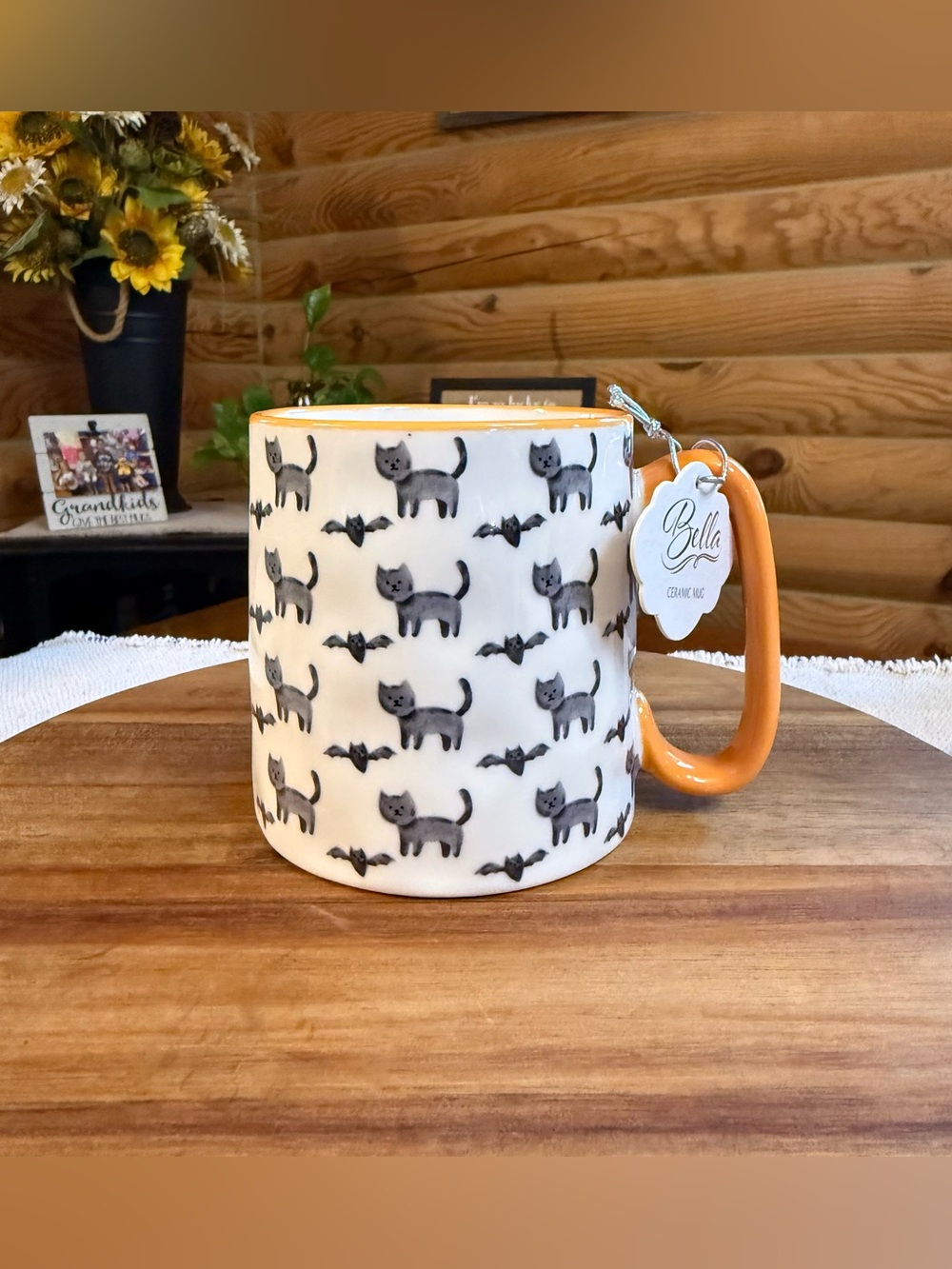 BATS & BLACK CATS Ceramic Halloween Mug
